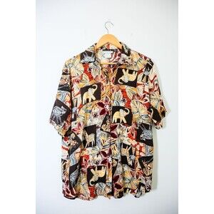 Caliche button down shirt elephant Floral pattern M Vintage